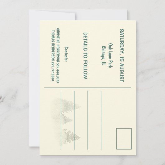 Wasserfarbe Misty Holz Retro Rustic Family Wieders Save The Date (Rückseite)