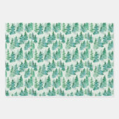 Wasserfarbe Misty Pine Weihnachtsbaumwald Geschenkpapier Set (Vorderseite)