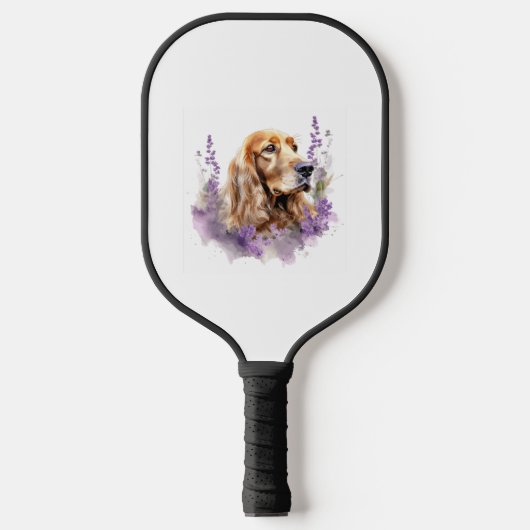 Wasserfarbe mit Blume - Englisch Cocker Spanisch Pickleball Schläger (Vorderseite)