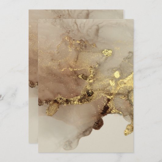 Wasserfarbe mit Goldflakes Hochzeitsempfang Einladung (Vorne/Hinten)