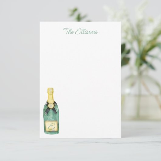 Wasserfarbe Mit Monogramm Mitteilungskarten Wein (Stehend Vorderseite)