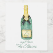 Wasserfarbe Mit Monogramm Weinflasche Weinetikett (Einzelnes Label)