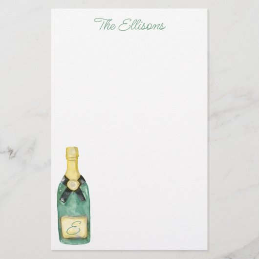 Wasserfarbe Mit Monogramm Weinstöcke Briefpapier (Vorderseite)