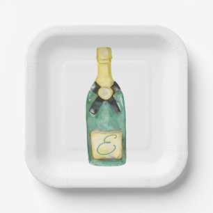 Wasserfarbe Mit Monogramm Wine Party Teller