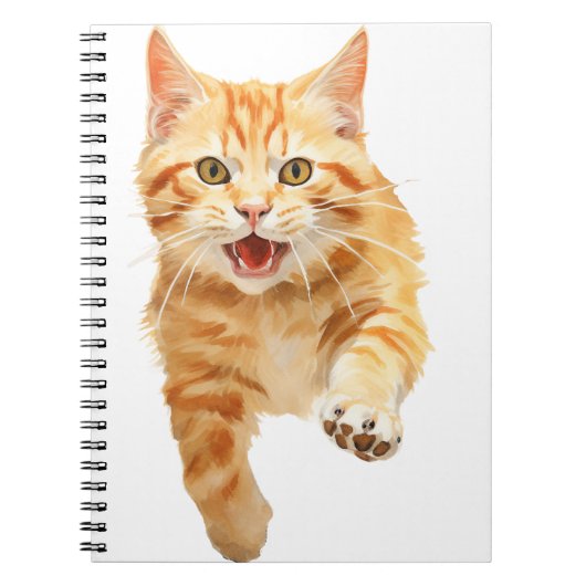 WASSERFARBE MIT ORANGE TABBY CAT NOTIZBLOCK (Vorderseite)