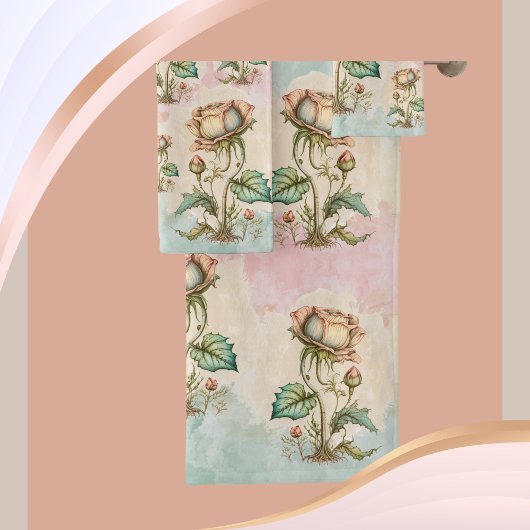 Wasserfarbe mit Rose Buds Badhandtuch Set