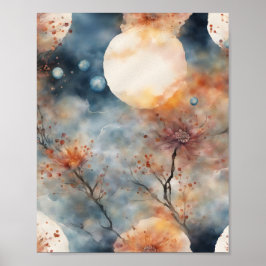 Wasserfarbe mit schwimmendem Wasser Poster