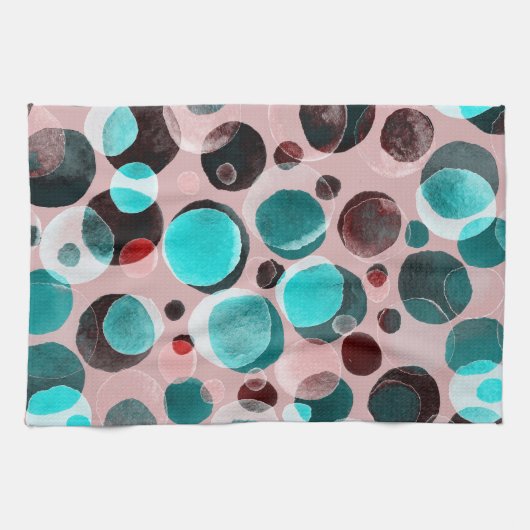 Wasserfarbe mit Tupfen, abstraktes Muster. Geschirrtuch (Horizontal)