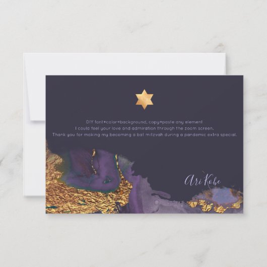 Wasserfarbe Moderne Abstrakte Mitzvah DANKE (Rückseite)