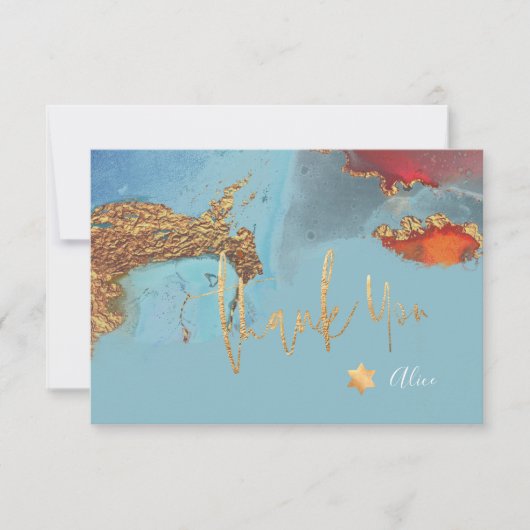 Wasserfarbe Moderne Abstrakte Mitzvah DANKE (Vorderseite)