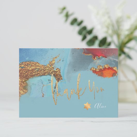 Wasserfarbe Moderne Abstrakte Mitzvah DANKE (Stehend Vorderseite)