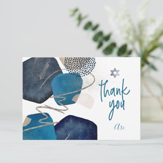 Wasserfarbe Moderne Abstrakte Mitzvah DANKE (Stehend Vorderseite)