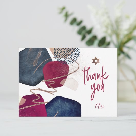 Wasserfarbe Moderne Abstrakte Mitzvah DANKE (Stehend Vorderseite)