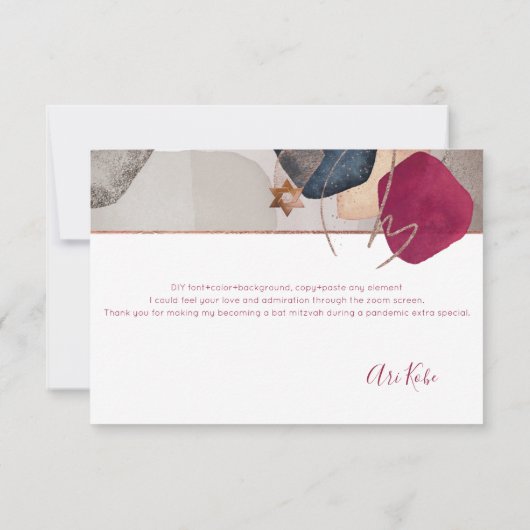 Wasserfarbe Moderne Abstrakte Mitzvah DANKE (Rückseite)