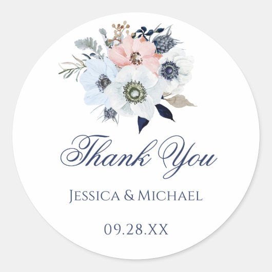 Wasserfarbe Moderne Anemone Blume Hochzeit Vielen  Runder Aufkleber (Vorderseite)