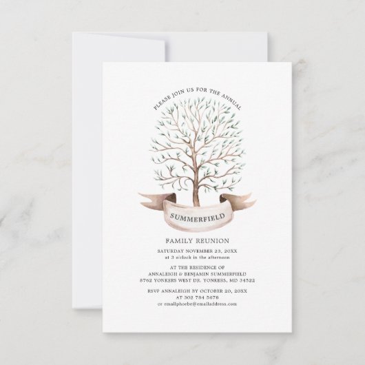 Wasserfarbe Moderne Baumfamilie Jährliche Wiederse Einladung (Vorderseite)