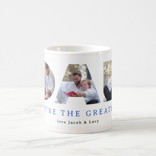 Wasserfarbe Moderne blaue Streifen 3 Benutzerdefin Kaffeetasse (Mittel)