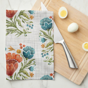 Wasserfarbe Moderne Blume Motif Earthy Whimsical Geschirrtuch