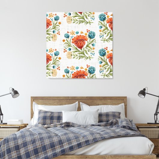 Wasserfarbe Moderne Blume Motif Earthy Whimsical Leinwanddruck (Insitu (Schlafzimmer))