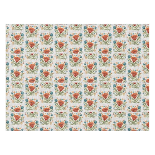 Wasserfarbe Moderne Blume Motif Earthy Whimsical Tischdecke (Vorderseite (Horizontal))