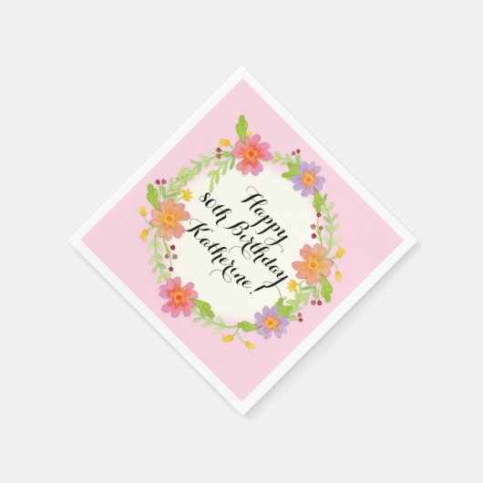 Wasserfarbe Moderne Blumengeburtsparty Serviette (Ecke)