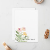 Wasserfarbe Moderne Blumengrün Personalisiert Mitteilungskarte (Vorderseite/Rückseite Beispiel)