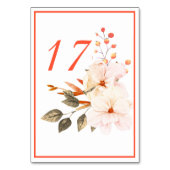 Wasserfarbe Moderne Blush Orange Blumenzehen Tischnummer (Vorderseite)