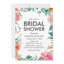 Wasserfarbe Moderne Brautdusche Einladung