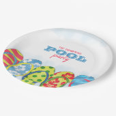 Wasserfarbe Moderne, einfache Pool Party Flip Flop Pappteller (Schrägansicht)