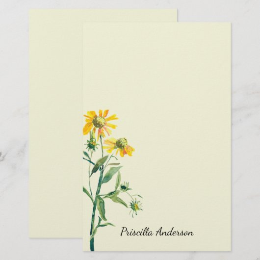 Wasserfarbe Moderne Frühlinggelbe Blumengrün (Vorne/Hinten)