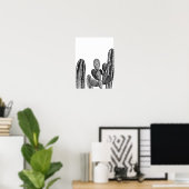 Wasserfarbe Moderne Kaktus Südwestlich Schwarz-wei Poster (Heimbüro)