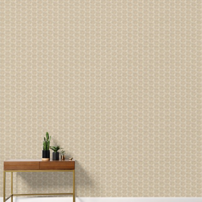 Wasserfarbe Moderne Karierte neutrale Creme Tan Br Tapete (Korridor)