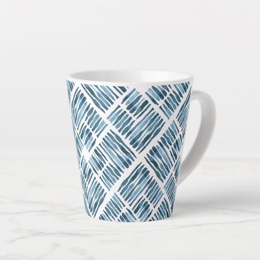 Wasserfarbe Moderne Marine Strickdiagonal Muster Milchtasse (Rechte Ecke)