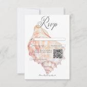 Wasserfarbe Moderne Palms & Beach Scene QR-Code RSVP Karte (Vorderseite)