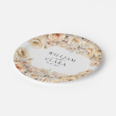 Wasserfarbe Moderne Peony Pastel Floral Hochzeit Pappteller (Schrägansicht)