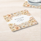 Wasserfarbe Moderne Peony Pastel Floral Hochzeit Rechteckiger Pappuntersetzer (angewinkelt)