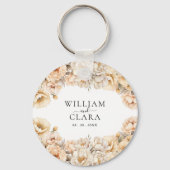 Wasserfarbe Moderne Peony Pastel Floral Hochzeit Schlüsselanhänger (Rückseite)