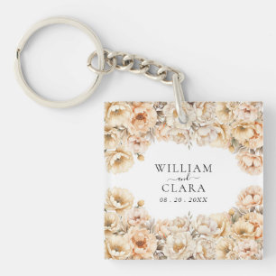 Wasserfarbe Moderne Peony Pastel Floral Hochzeit Schlüsselanhänger