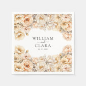 Wasserfarbe Moderne Peony Pastel Floral Hochzeit Serviette (Vorderseite)