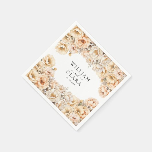 Wasserfarbe Moderne Peony Pastel Floral Hochzeit Serviette (Ecke)