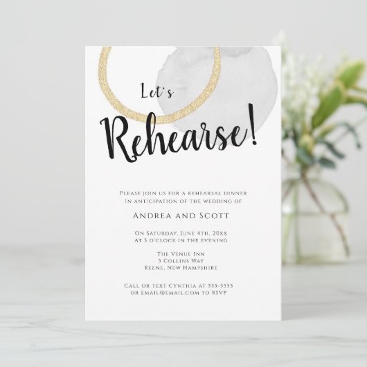 Wasserfarbe Moderne Probe Abendessen Einladung (Stehend Vorderseite)