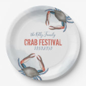 Wasserfarbe Moderne Rustikale Blaue Krabbe Elegant Pappteller (Vorderseite)