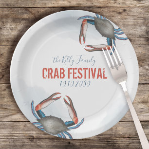 Wasserfarbe Moderne Rustikale Blaue Krabbe Elegant Pappteller