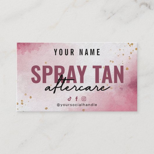 Wasserfarbe Moderne Spray Tan Aftercare Card Visitenkarte (Vorderseite)