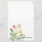 Wasserfarbe Moderne Springtime Blumengrün Briefpapier (Vorne/Hinten)