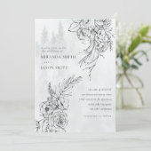 Wasserfarbe Moderne Winterwaldhochzeit Einladung (Stehend Vorderseite)