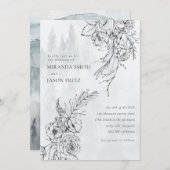 Wasserfarbe Moderne Winterwaldhochzeit Einladung (Vorne/Hinten)