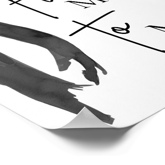 Wasserfarbe Moderner schwarzer Bow Von Miss bis Mr Poster (Ecke)