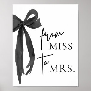 Wasserfarbe Moderner schwarzer Bow Von Miss bis Mr Poster