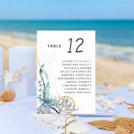 Wasserfarbe Moderner Strand Hochzeitssitze Tischnummer